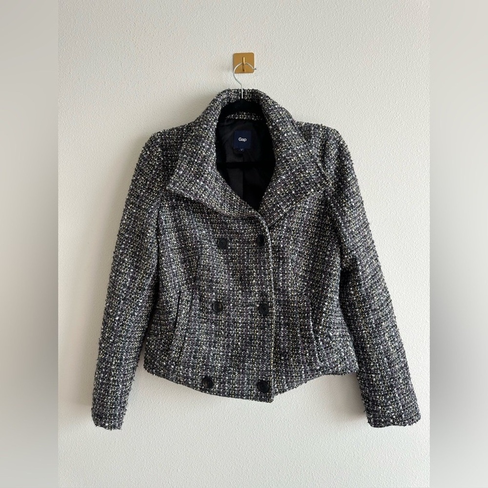 GAP Black and Gray Tweed Pea Coat Size S